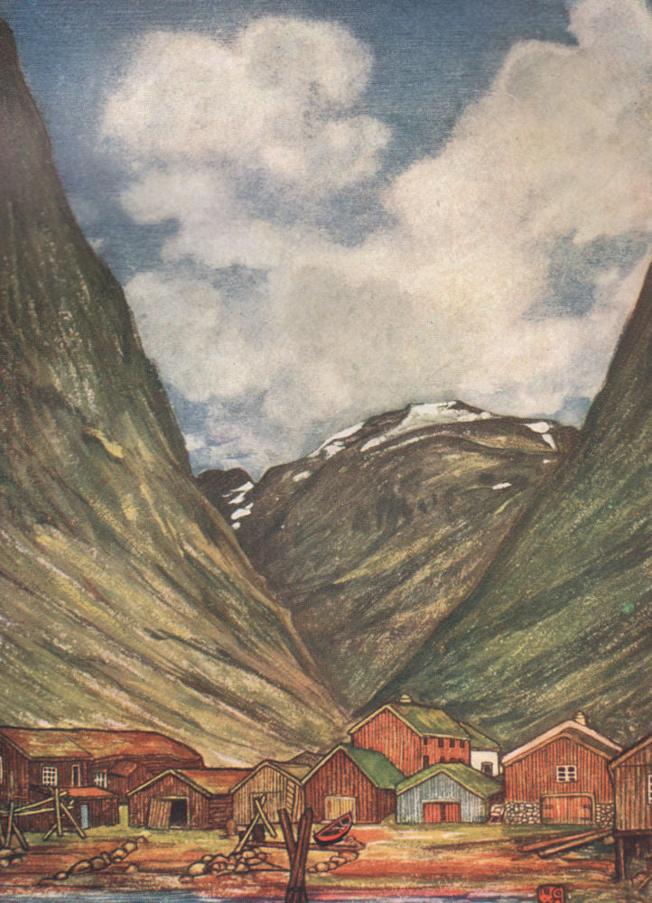 SUNNDALSØRA Sunndalsora. Snow capped mountain by Nico Jungman. Norway 1905